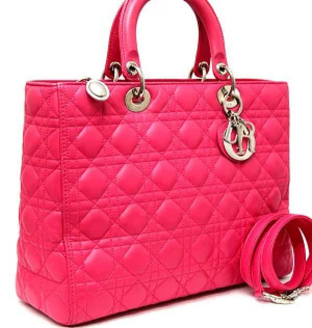 Dior Pink Cannage Bag Lady Christian Lambskin Pink